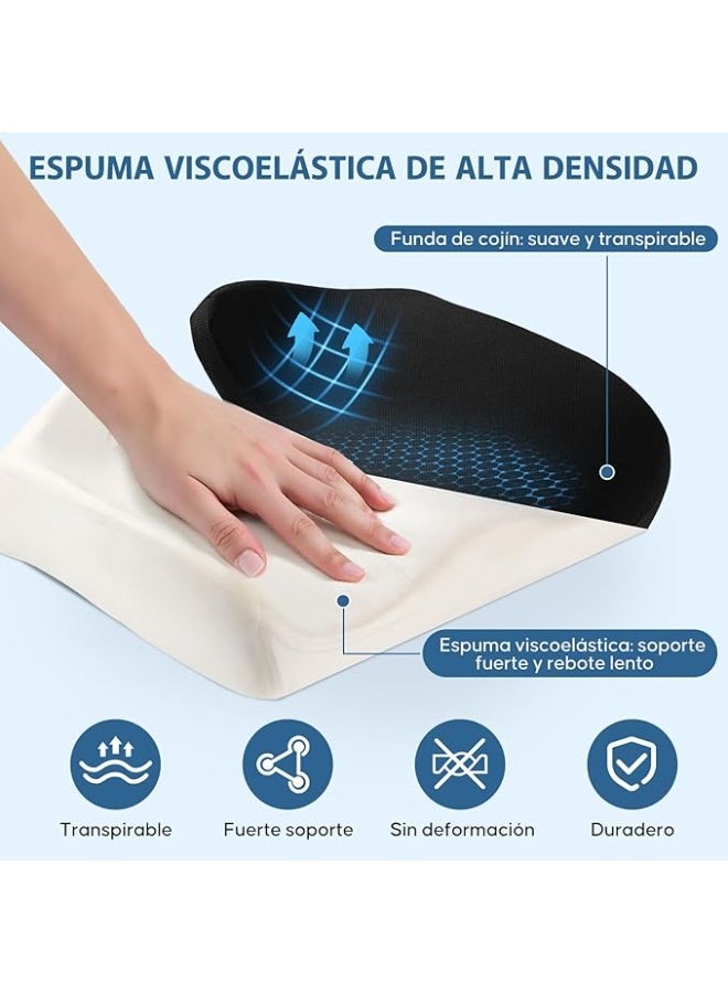 وسادة مقعد طبية ميموري فوم لكراسي المكتب والسيارة - مخدة إرجونوميك لدعم العصعص وعرق النسا - مسند لتقويم القوام وتخفيف ضغط الحوض - غطاء قابل للغسل - Image 4